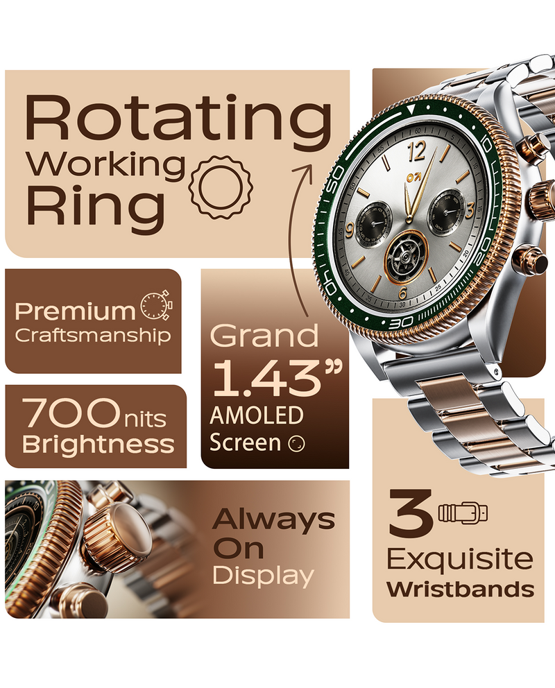 Fast Rotating Watch GoBoult SABER Smartwatch | AMOLED Display & Rotating Bezel