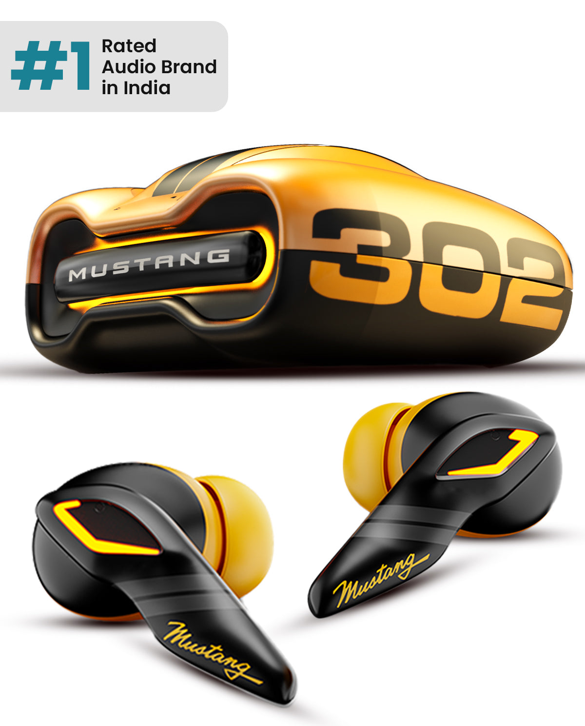 Buy GoBoult Mustang Torq Yellow Earbuds | Bold Bass & Limited Edition