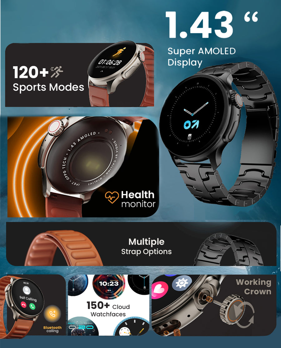 Crown R Pro 2 | AMOLED Smartwatch with Zinc alloy Frame