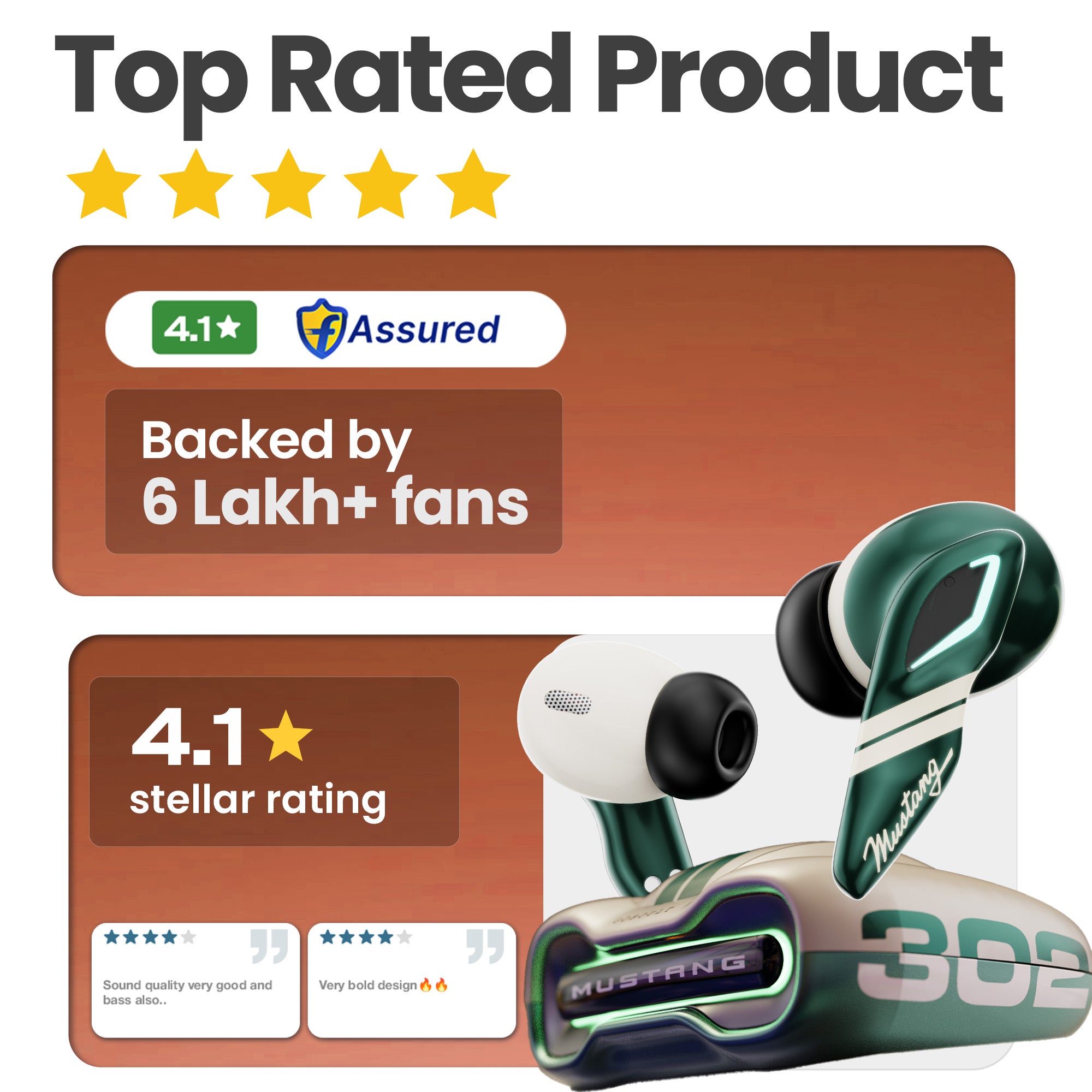 GoBoult Mustang Torq Green Wireless Gaming Earbuds