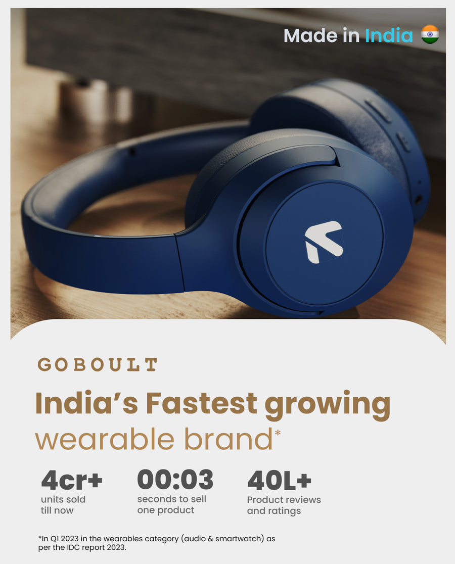 GoBoult Flex Wireless Bluetooth On-Ear Headphones with 80H Playtime and ENC Mic headphones price comparison image - view 3