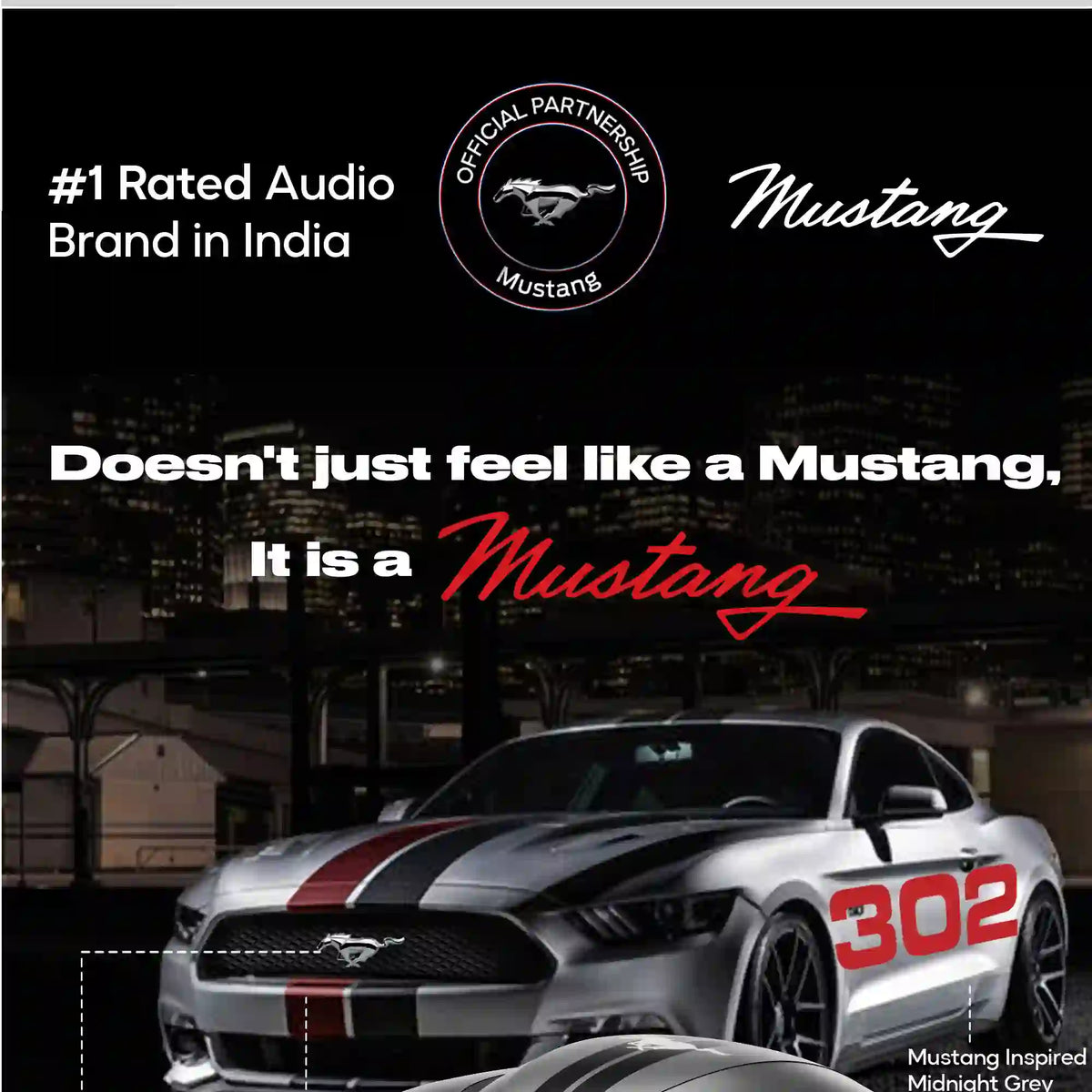 GoBoult Mustang Torq Silver Earbuds | Iconic Design & Deep Bass
